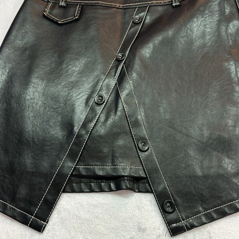 Storets Faux Leather Asymmetrical Black Skirt Jr L